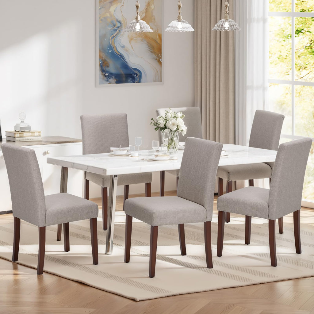 MALOL Upholstered Dining Chairs Set of 4, Fabric Dining Room Chairs, Modern Wooden Dining Chair, Kitchen Side Chairs, Farmhouse Dinner Chair with High Back for Kitchen, Beige