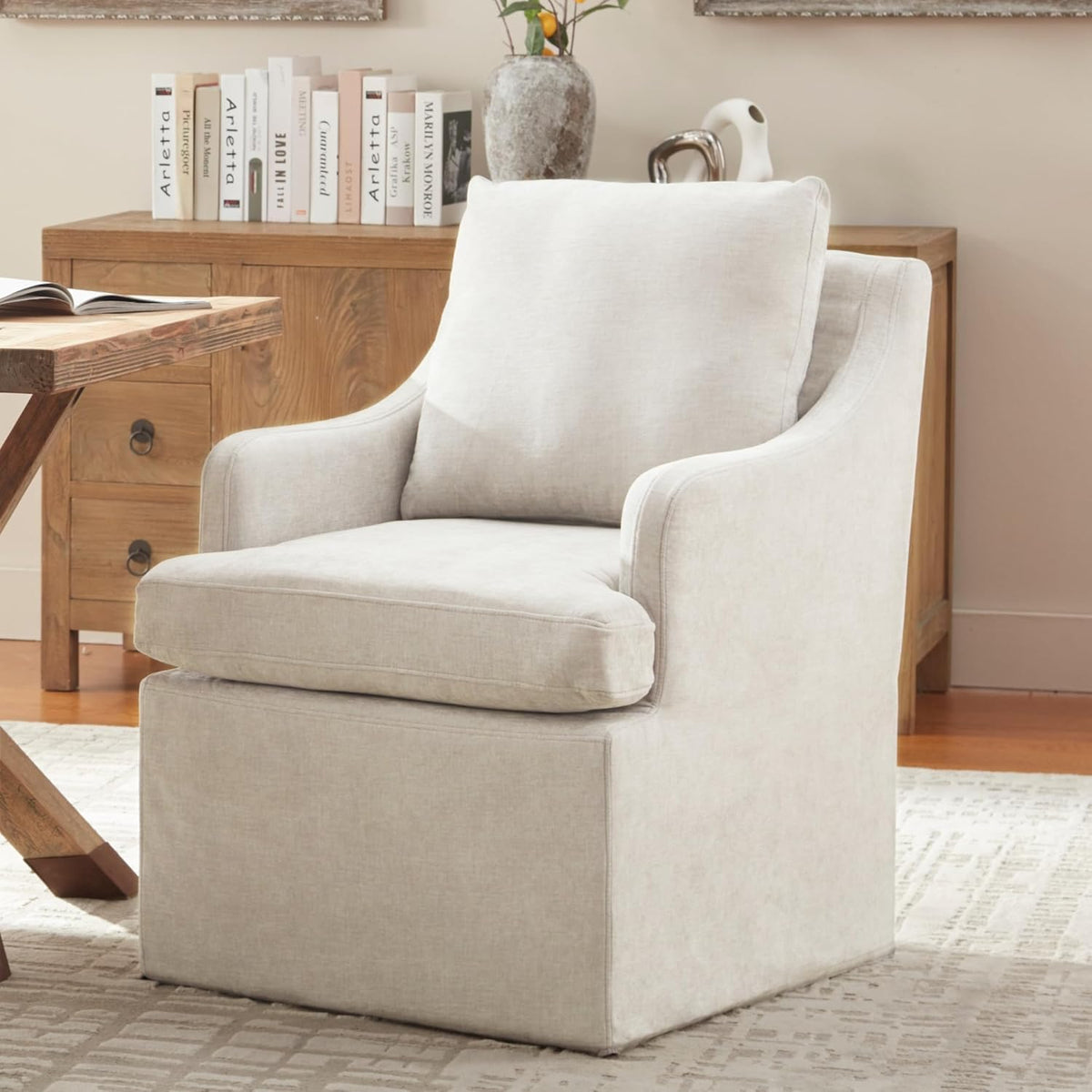 VKNOW Upholstered Dining Chairs Set of 2, Dining Room Chairs with Casters
