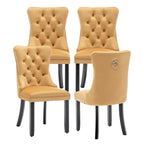 Velvet Dining Chairs, Tufted Kitchen & Dining Room Chairs, Beige, Set of 4