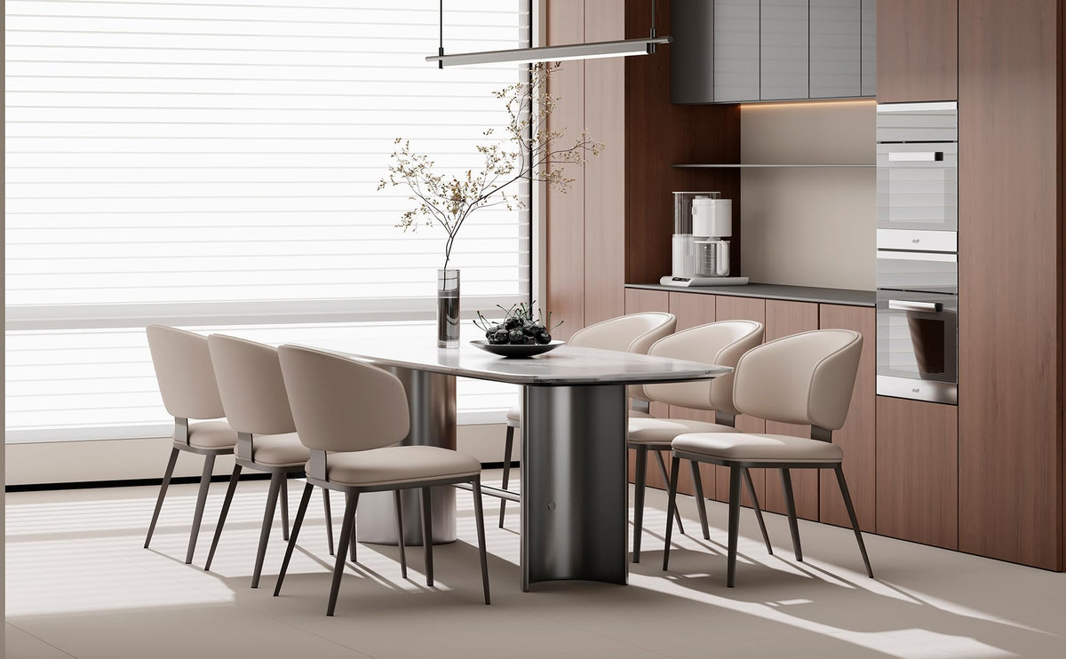 Dining Chairs Set of 4 Faux Leather Dining Chairs, Milk Coffee