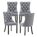 Velvet Dining Chairs, Tufted Kitchen & Dining Room Chairs, Beige, Set of 4