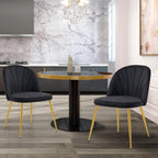 Velvet Dining Chairs Set of 4, Mid-Century Modern Upholstered Kitchen Chair with Metal Gold Legs for Living Room, Dining Room, White