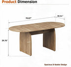 55"-70.8" Extendable Oval Dining Table for 4-8 with Built-in Flip Leaf