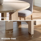ModernMate 47 Inches Round Dining Table for 4-6 People, Wood Circle Kitchen Table with Under-Table Storage Shelf, Modern Dinner Table for Dining Room, Kitchen, Living Room, White Oak Gray