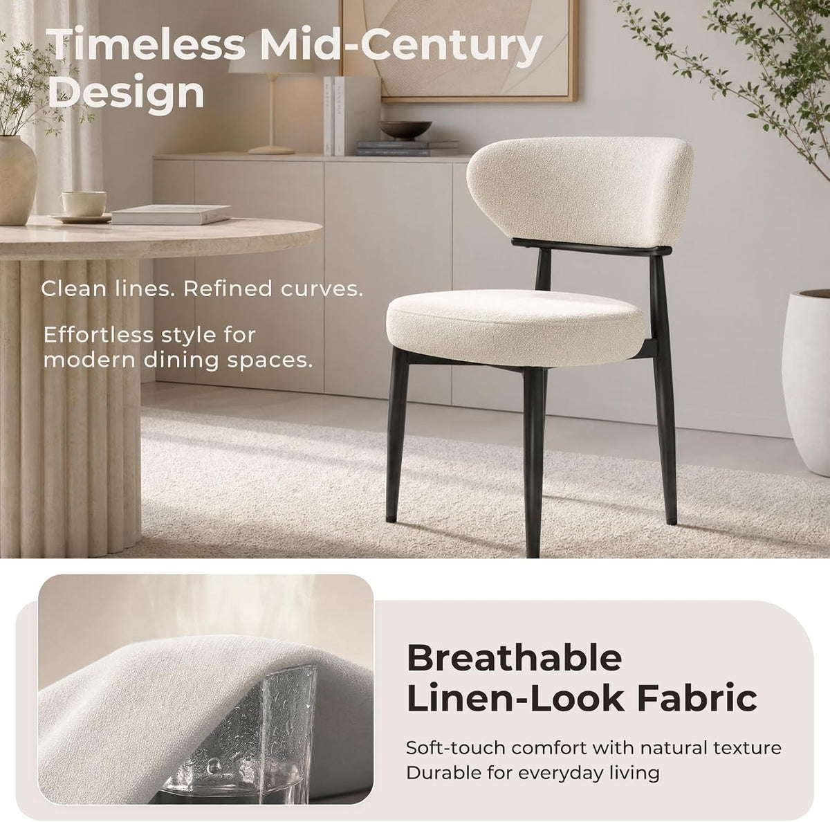 Dining Chairs Set of 4, Modern Upholstered Fabric Dining Chairs