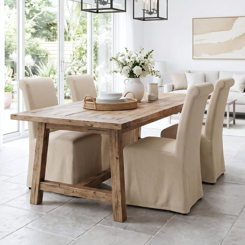chairus Slipcovered Upholstered Parsons Dining Chairs Set of 4, Blue Stripe