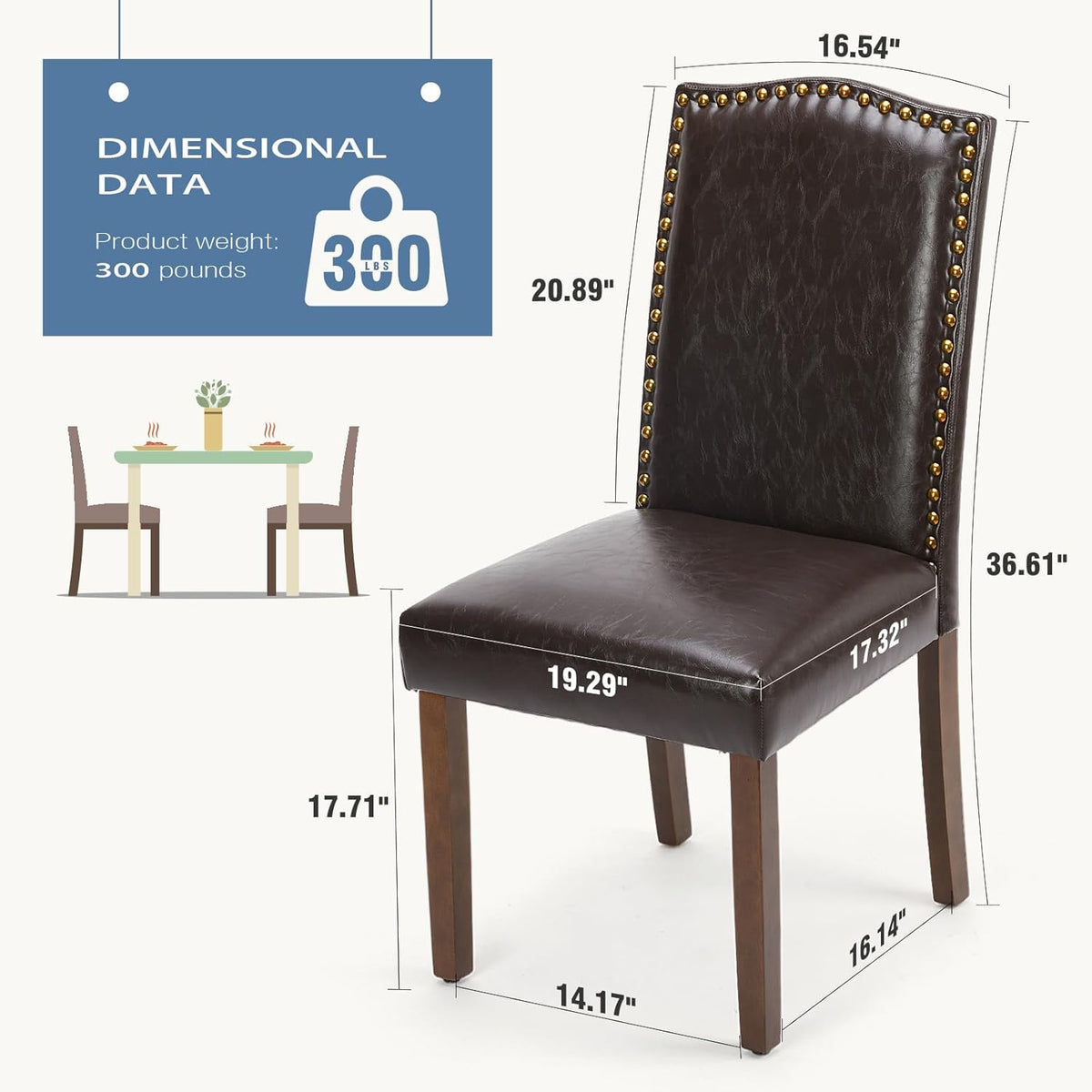 DUMOS Dining Chairs Set of 6, PU Leather Kitchen Chairs for Living Room