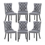 Hixkol Velvet Dining Chairs Set of 4,Upholstered Dining Chairs with Ring Pull Trim and Button Back,Modern Seating for Kitchen, Bedroom & Living Room(Grey)