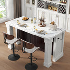 63" Large Imitation Marble Dining Table for 4-6 People(Patent Pending)