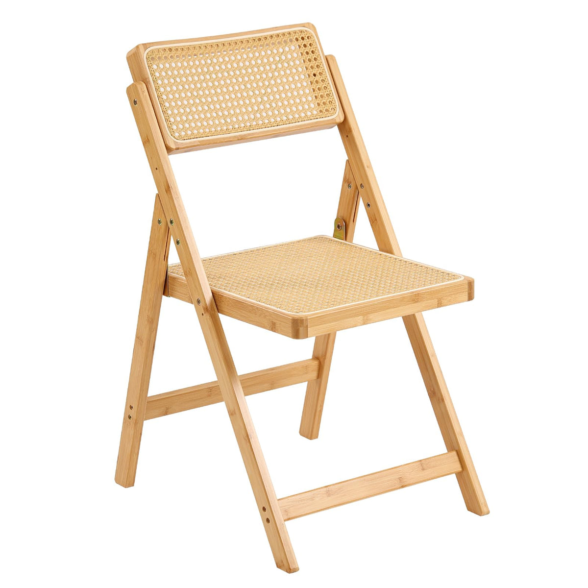 Furlide Rattan Dining Chairs Set of 2, Bamboo Armchairs in Walnut