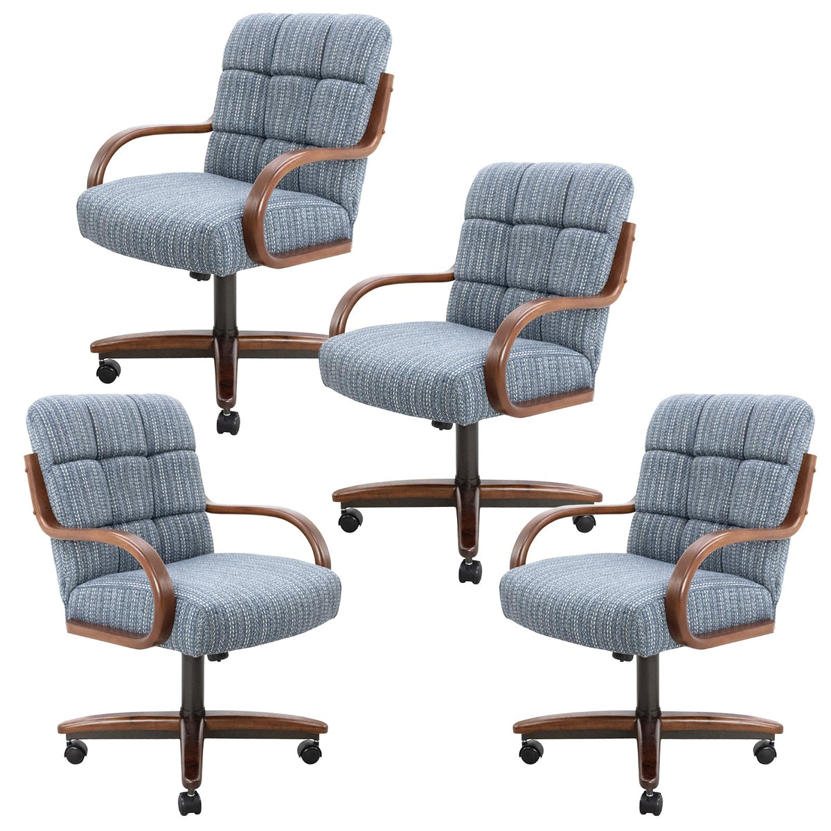 Chromcraft Ryland Swivel-Tilt Caster Dining Chair - Chestnut -Earth - 4pc
