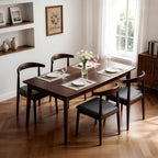 Solid Wood Dining Chairs Set of 2, Mid Century Modern Kitchen Chairs with Leather Upholstered Seat, Elegant Walnut-Colored Side Chairs for Dining Room, Kitchens,Restaurants, Cafes
