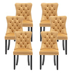 Velvet Dining Chairs, Tufted Kitchen & Dining Room Chairs, Beige, Set of 4