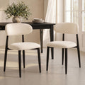 UVV Dining Chairs Set of 4, Metal Kitchen Chairs with Modern Fabric Upholstered for Dining Room, Beige