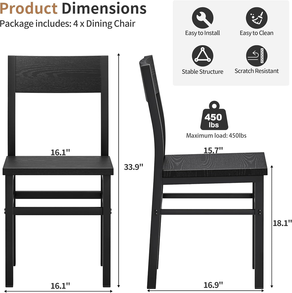 MECHYIN Black Dining Chairs Set of 4, Upgrade Farmhouse Kitchen Room Chair