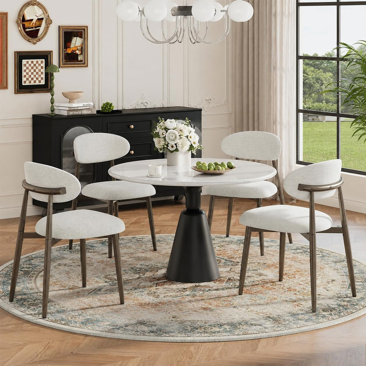 MALOL Dining Chairs Set of 4, Modern Upholstered Kitchen & Dining Room Chairs, Curved Back Dining Chairs with Sturdy Metal Legs, Comfortable Side Chairs for Dining Room, Kitchen, Living Room, Brown