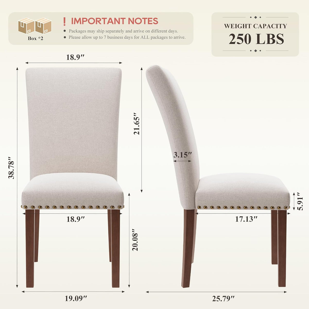 COLAMY Upholstered Dining Chairs Set of 4, Beige