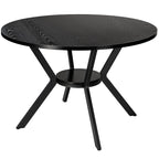 42" Round Dining Table for 4, Farmhouse Kitchen Table with Storage, Space Saving Circle Dinner Table, Rustic Wood Kitchen & Dining Room Tables with Metal Legs for Home, Apartment, Office, Restaurant