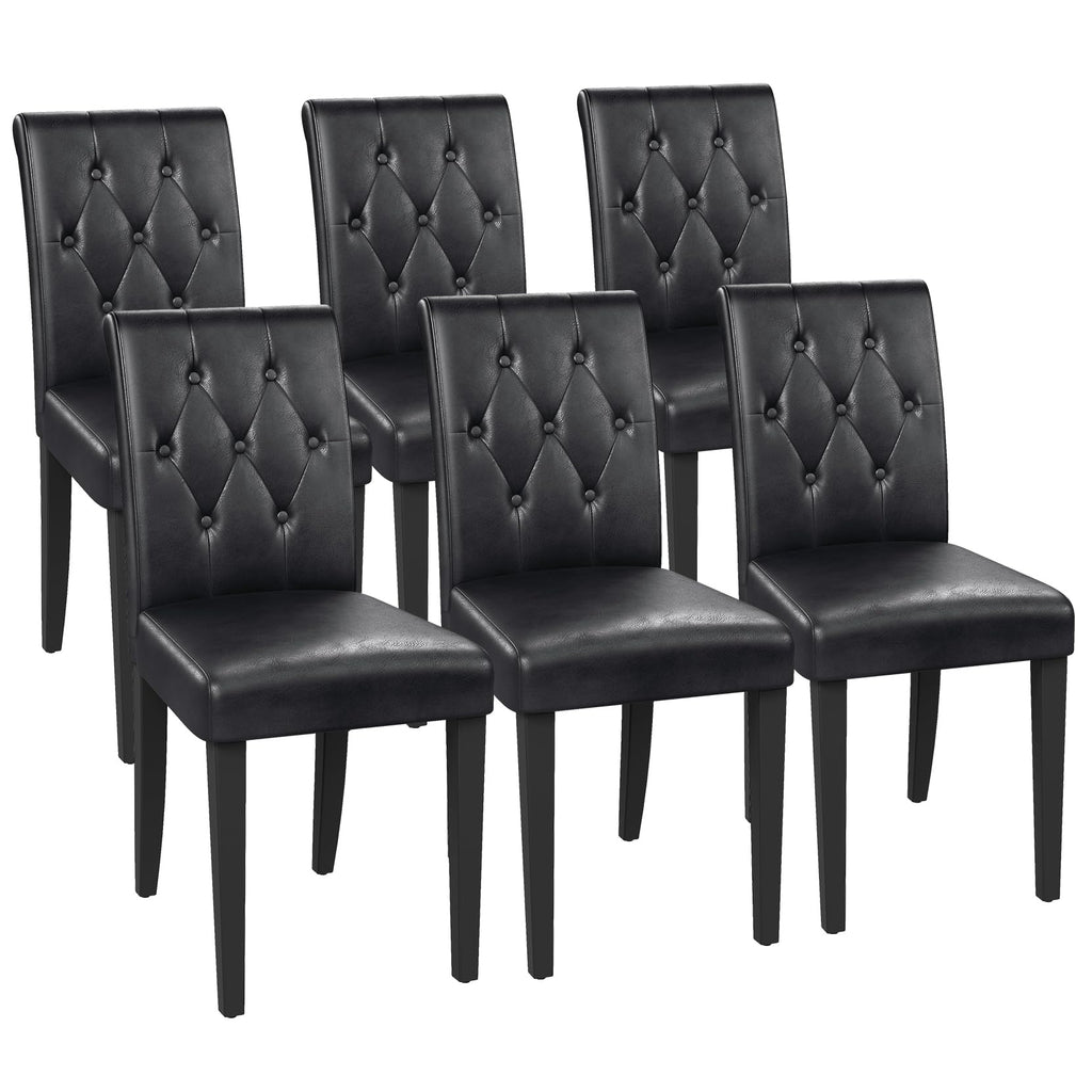 Welzona Upholstered Dining Chairs Set of 4, Button Tufted Parsons Dining Chair with Solid Wood Legs, Modern Fabric Side Chair for Dining Room/Kitchen/Restaurant/Hotel- Black