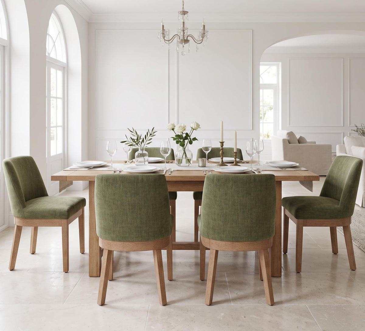 RIVOVA Upholstered Dining Chairs Set of 4, Modern Wooden Dining Room Chair Linen Fabric Kitchen Chairs Farmhouse Dinner Chair with Hardwood Frame, Beige