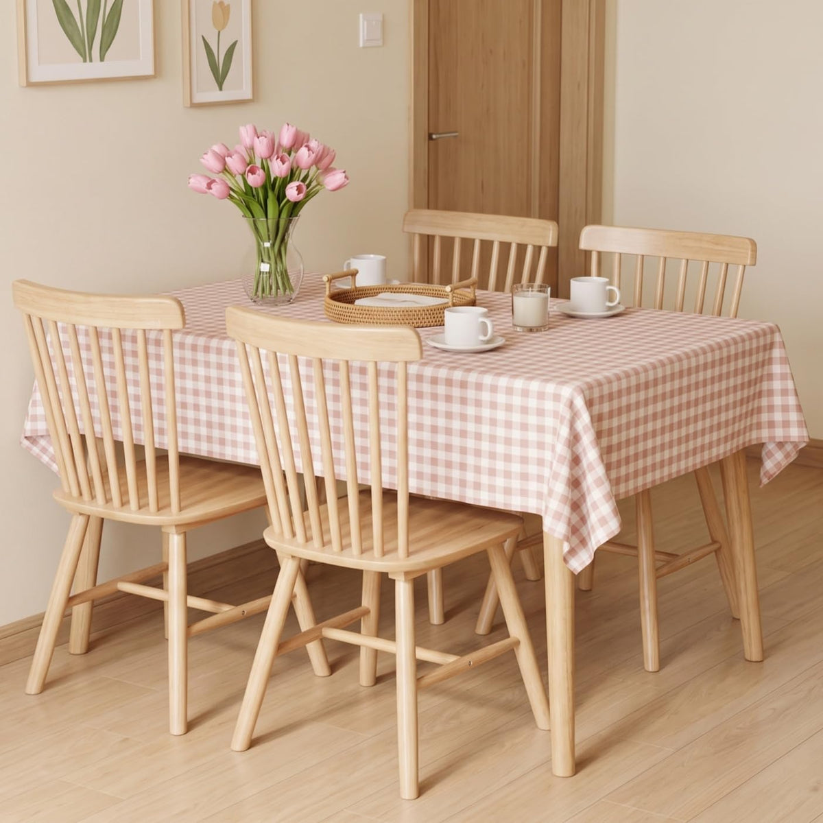 Windsor Dining Chairs Set of 6, Spindle Back Wooden Chairs