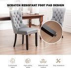 Hixkol Velvet Dining Chairs Set of 4,Upholstered Dining Chairs with Ring Pull Trim and Button Back,Modern Seating for Kitchen, Bedroom & Living Room(Grey)