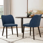 COLAMY Upholstered Dining Chairs Set of 4, Modern Kitchen & Dining Room Chairs with Curved Back, Fabric Padded Seat and Solid Wood Legs, Side Chairs for Restaurant, Cafe & Home, Beige