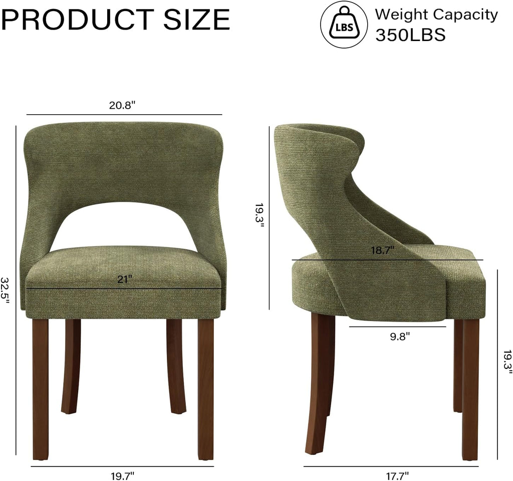 Wooden Dining Chairs Set of 4,Modern Fabric Upholstered Dining Room Chair Kitchen Side Chairs with Solid Wood Legs,Mid Century Farmhouse Dinner Chairs for Kitchen Dining Room,Restaurant,Green