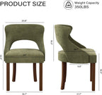 Wooden Dining Chairs Set of 4,Modern Fabric Upholstered Dining Room Chair Kitchen Side Chairs with Solid Wood Legs,Mid Century Farmhouse Dinner Chairs for Kitchen Dining Room,Restaurant,Green
