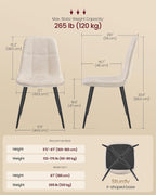 VASAGLE Dining Chairs Set of 4, Kitchen Chairs