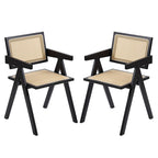 Furlide Rattan Dining Chairs Set of 2, Bamboo Armchairs in Walnut