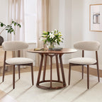COLAMY Wooden Dining Chairs Set of 6, Upholstered Kitchen Side Chair, Beige