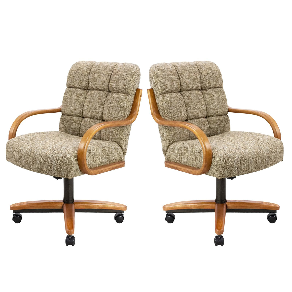 Chromcraft Ryland Swivel-Tilt Caster Dining Chair - Chestnut -Earth - 4pc
