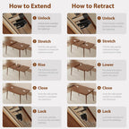 Muwuele 47"-63" Solid Wood Extendable Dining Tables for 4-8, Walnut