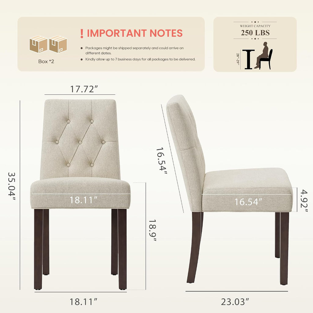 Upholstered Dining Chairs Set of 4 - Modern Parsons Chairs