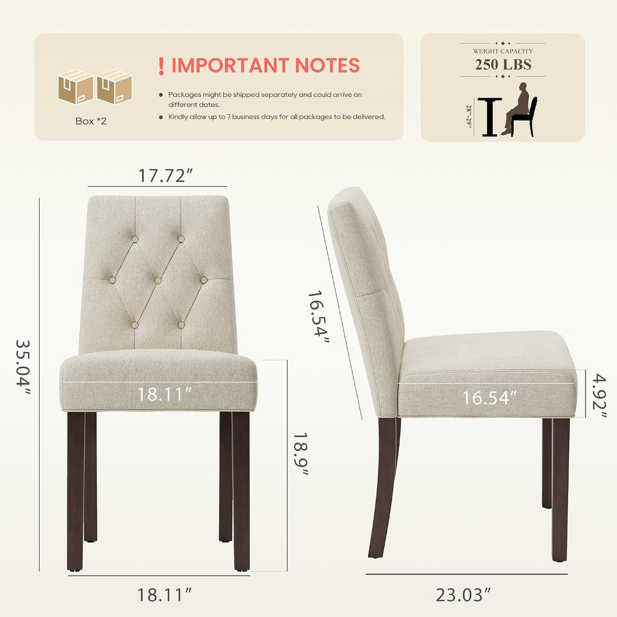 Upholstered Dining Chairs Set of 4 - Modern Parsons Chairs