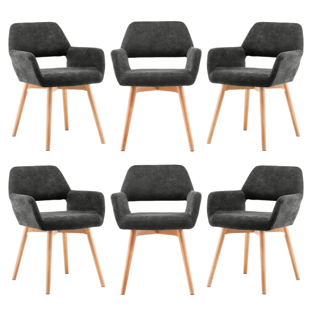 Mid Century Modern Dining Chairs Set of 2 & 4 & 6 Comfy Accent Chair Upholstered Kitchen Dining Living Room Chairs for Bedrooms Waiting Room Home Arm Desk Chair No Wheels (Wool White, 2)