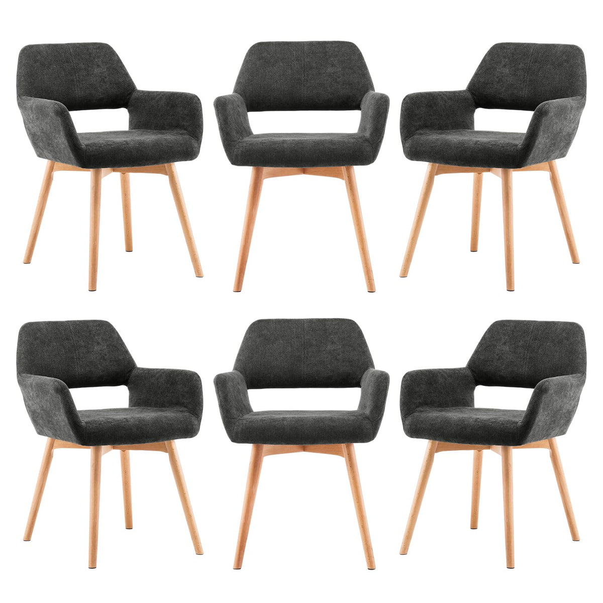 Mid Century Modern Dining Chairs Set of 2 & 4 & 6 Comfy Accent Chair Upholstered Kitchen Dining Living Room Chairs for Bedrooms Waiting Room Home Arm Desk Chair No Wheels (Wool White, 2)