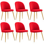 Velvet Dining Chairs Set of 4, Mid-Century Modern Upholstered Kitchen Chair with Metal Gold Legs for Living Room, Dining Room, White