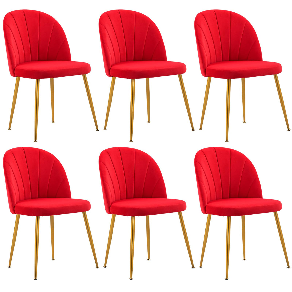 Velvet Dining Chairs Set of 4, Mid-Century Modern Upholstered Kitchen Chair with Metal Gold Legs for Living Room, Dining Room, White