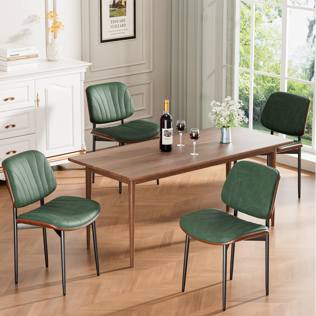 REONEY Dining Chairs Set of 2, Mid-Century Modern Kitchen Chairs, Black