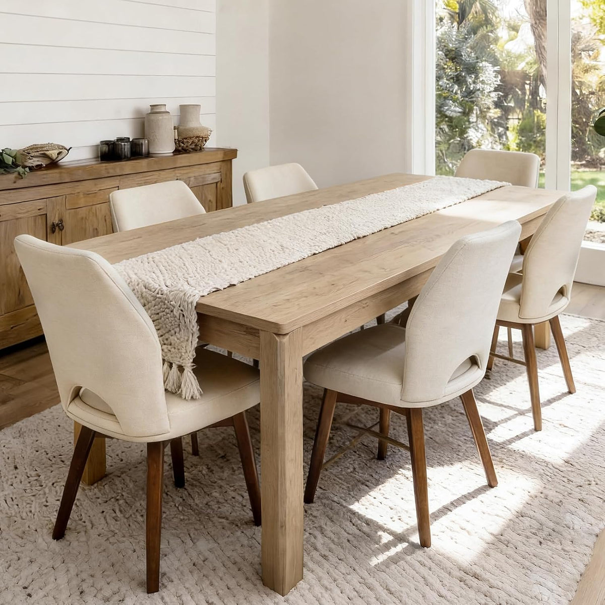 Farmhouse Dining Table for 6, Rectangle Dining Table, Kitchen Table Oak