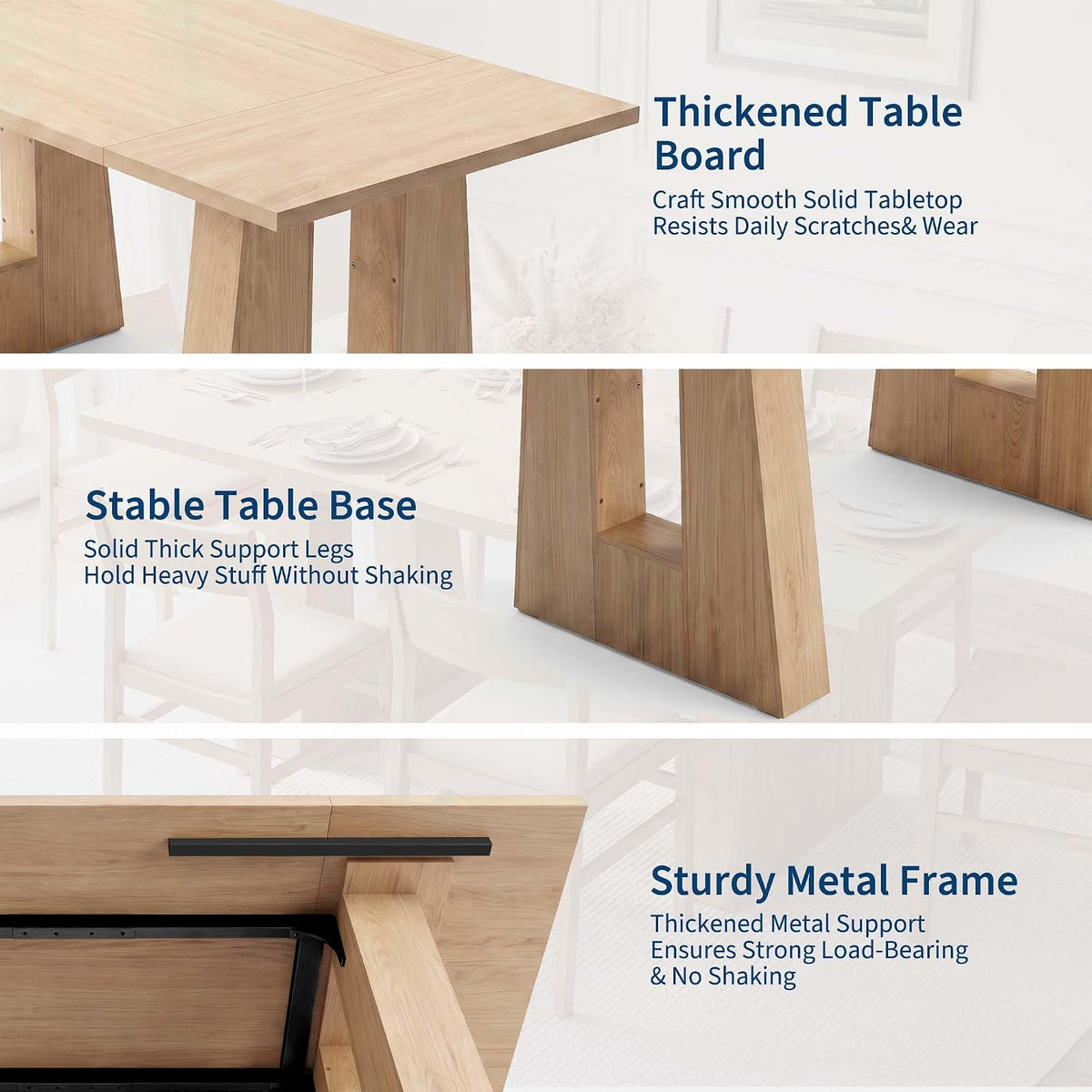 Garvee 63" Dining Table for 4-6 People, Modern Kitchen Table, Light Oak