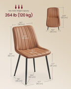 VASAGLE Dining Chairs Set of 2, Upholstered Kitchen Chairs, PU Leather