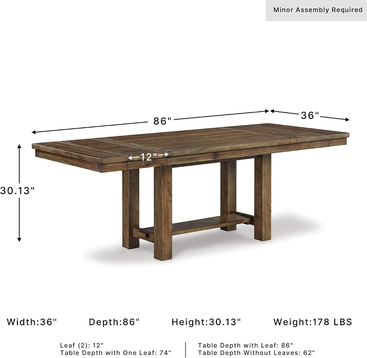 Signature Design by Ashley Extendable Dining Table, Grayish Brown, Seats 8