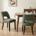 keoni Wooden Dining Chairs Set of 4 with Black Rubberwood Legs and Backrest