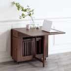 COMUHOME Drop Leaf Folding Dining Table with Storage, Wheels, Space Saving