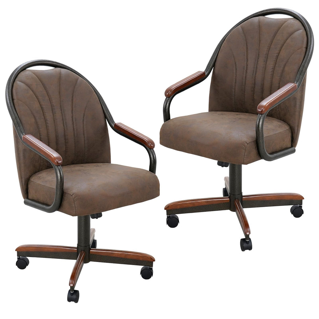 Chromcraft Bailey 4pc Swivel Kitchen Dining Chair - Light Sand-Chestnut