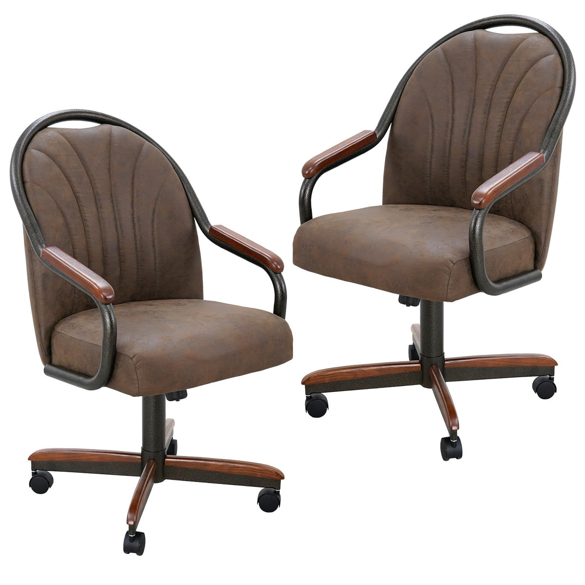 Chromcraft Bailey 4pc Swivel Kitchen Dining Chair - Light Sand-Chestnut