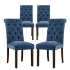 COLAMY Button Tufted Dining Chairs Set of 4, Parsons Upholstered Fabric Dining Room Chairs Kitchen Chairs with Wood Legs and Padded Seat, Taupe